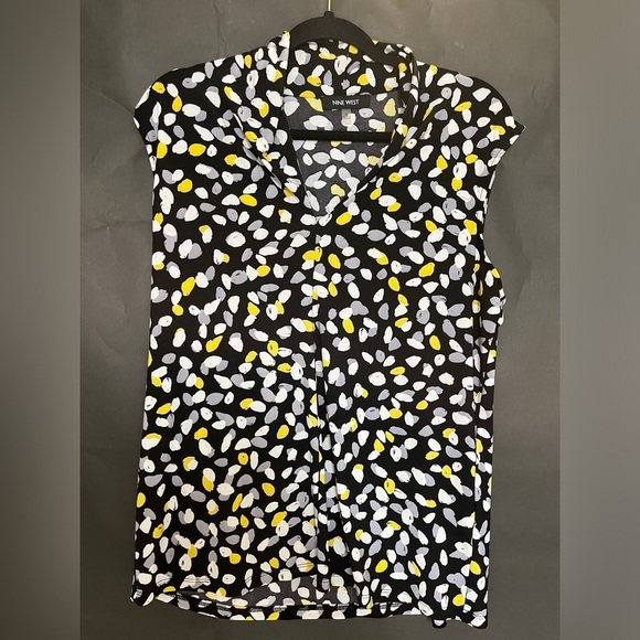 Nine West Tops - Nine West women’s XL black, yellow, white shortsleeved blouse